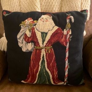 Reversible Navy and Red Santa Claus Christmas Pillow